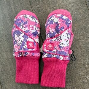 Pink and Purple Patterned Kids Mittens - perfect for skiing and snow play!